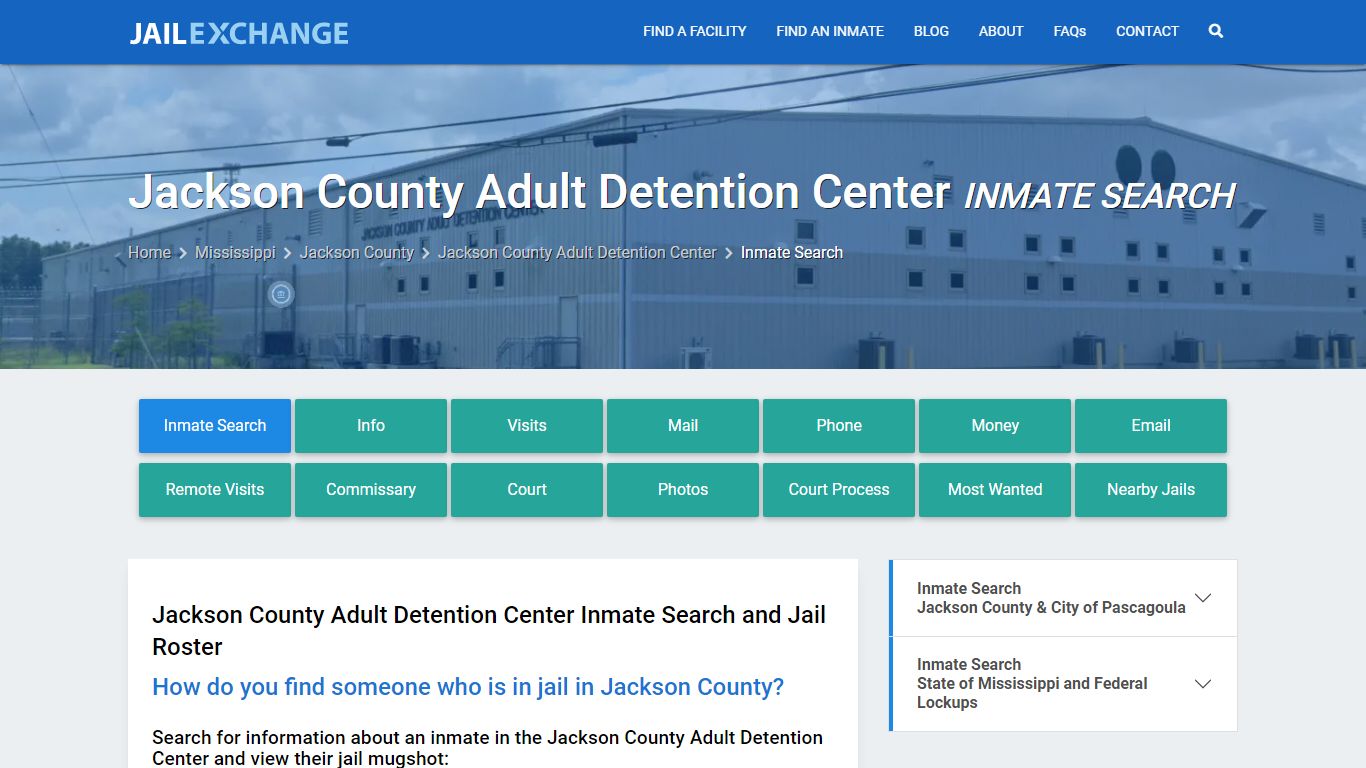 Jackson County Adult Detention Center Inmate Search - Jail Exchange
